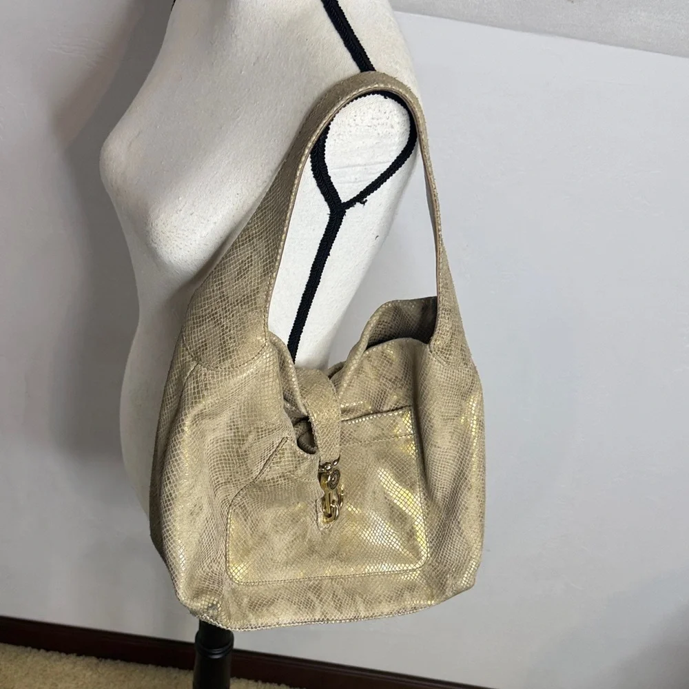 Dooney & Bourke Vintage Gold Tone Elegant Tan Hobo Style  Shoulder Bag DB8679
